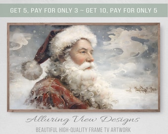 Santa Checking List, Christmas Frame TV Art (Digital Download)