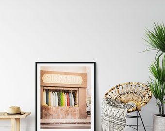 Surf Shop by the Sea Print, Vintage Surfboards (digital Download