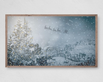 Samsung Frame TV Art for Christmas, Santa&#39;s Departure, Winter, Christmas, Snow, Frame TV Art, Samsung Art TV, Digital Download
