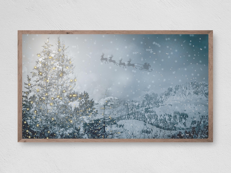 Samsung Frame TV Art for Christmas, Santa's Departure, Winter, Christmas, Snow, Frame TV Art, Samsung Art TV, Digital Download 