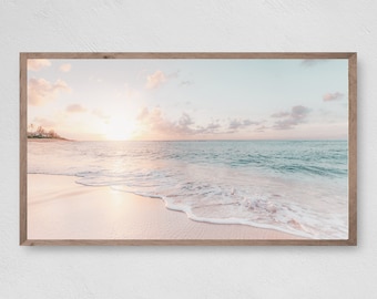 Samsung Frame TV Art, Pastel Golden Hour, Beach Fun, Instant Download, Samsung Art TV, Digital Download for Samsung Frame