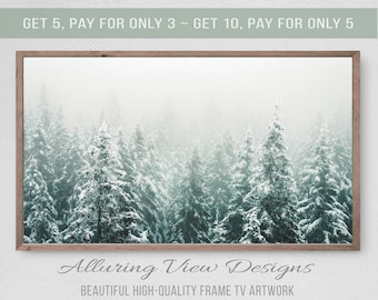 Snowy Pine Forest, Christmas Frame TV Art (Digital Download)