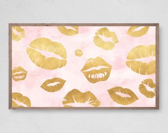 Gold Kiss Lips Samsung Frame TV Art, Valentine's Day (Instant Download)
