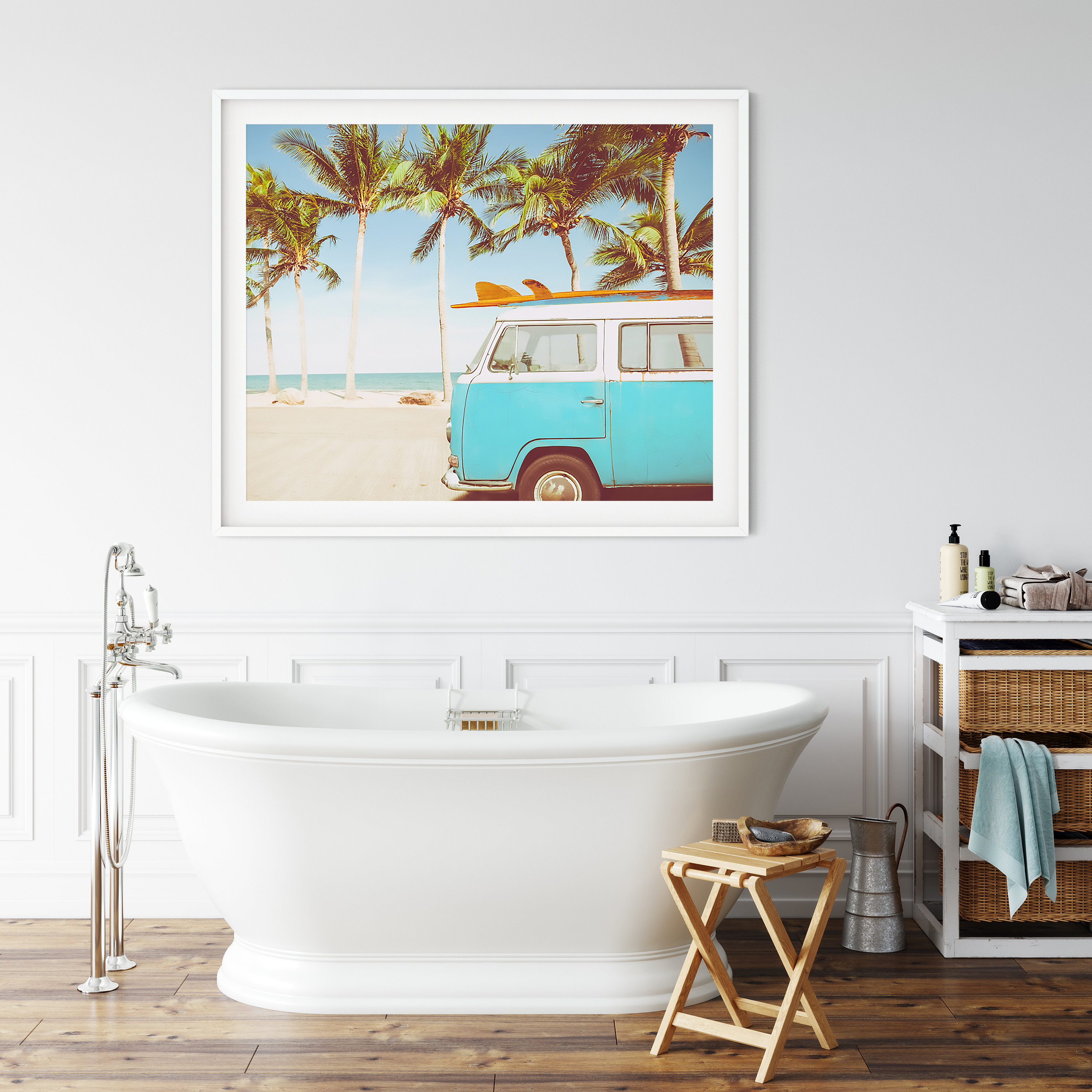 Retro Surf Van Print, Vintage VW, Beach Wall Art (digital Download