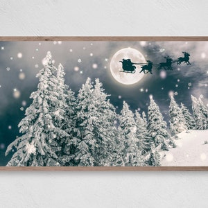 Samsung Frame TV Art for Christmas, Santa's Christmas Eve Departure, Winter, Christmas, Snow, Frame TV Art, Samsung Art TV, Digital Download