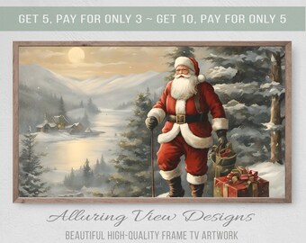 Vintage Santa's Snowy Delivery, Samsung Frame TV Art (Digital Download)