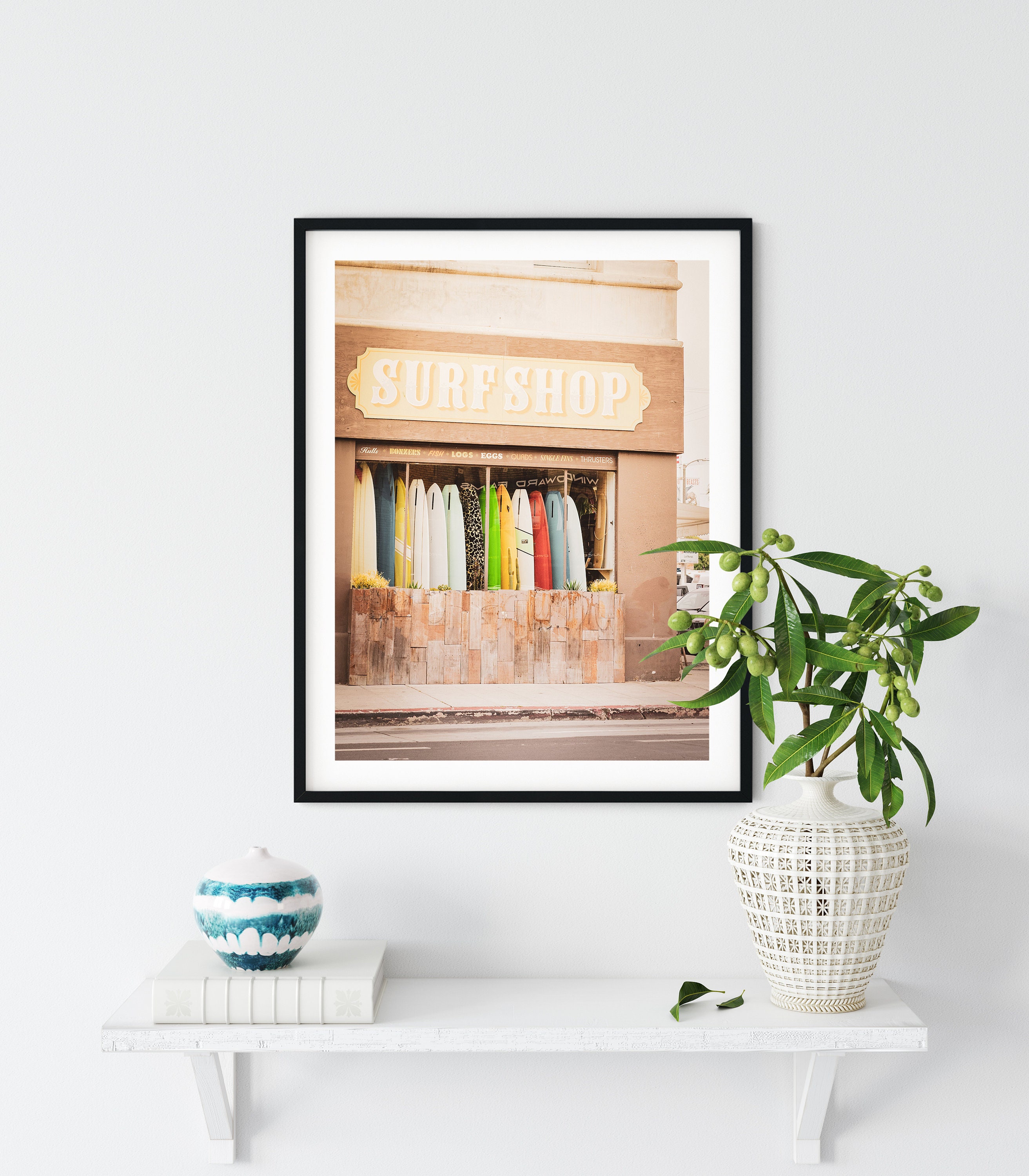 Surf Shop by the Sea Print, Vintage Surfboards (digital Download