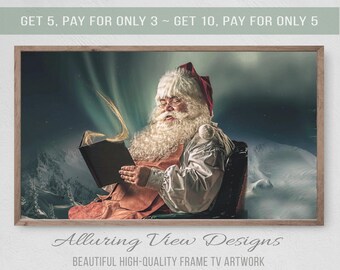 Santa Checking List, Christmas Frame TV Art (Instant Download)