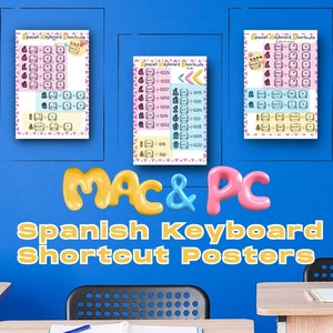 Spanisches Tastaturkürzel Poster für Mac und PC PDF Printable 8.5 &quot;x11&quot; und 20&quot;x28&quot;