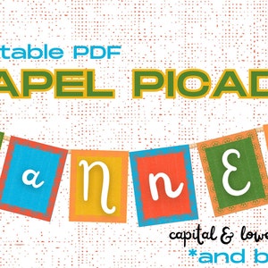 Mexican style Papel Picado PRINTABLE BANNER- PDF Spanish Alphabet A-Z Capital,Lowercase & Blank &quot;Papel&quot; paper
