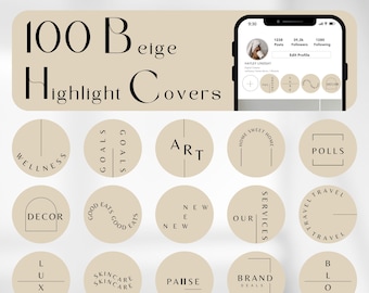 100 Beige Aesthetic Instagram Story Highlight Covers | Minimalist Text  Icons | Beige Aesthetic  | Neutral Instagram Highlights