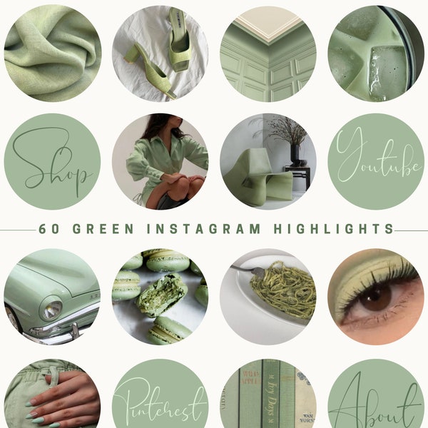 60 Green Instagram story highlight Covers | Instagram story highlight icons | Aesthetic IG Highlights | Mint Instagram highlights | Pastel