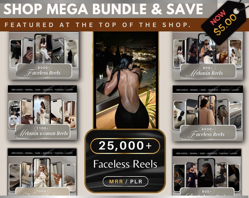 8500+ Aesthetic Faceless Reels | MRR PLR Canva Videos (Digital Download) image 2