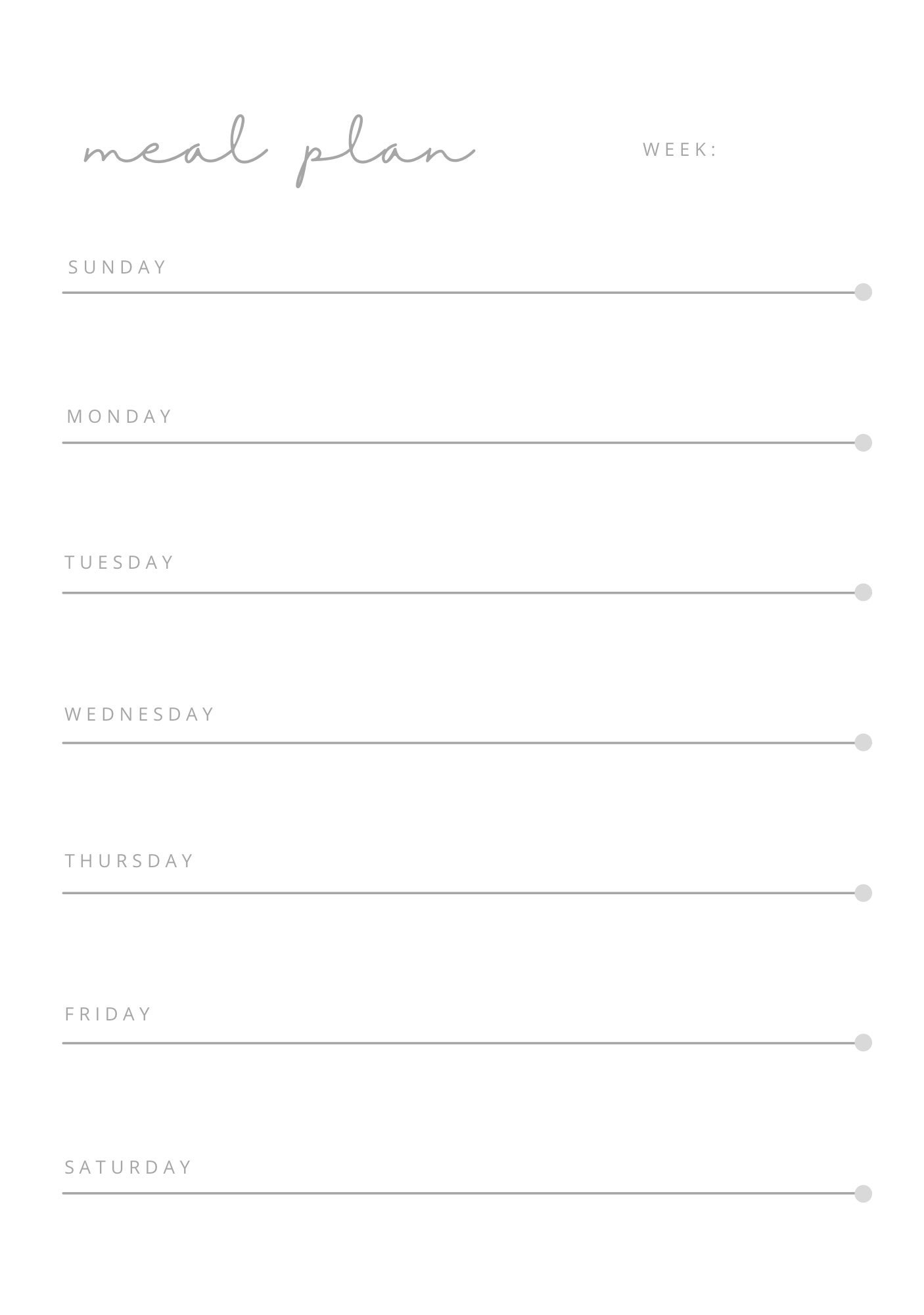 Minimalist Meal Plan| Printable Weekly Meal Planner | Instant Download ...