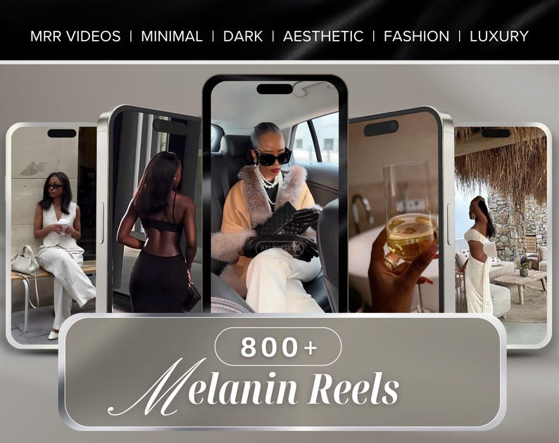 800+ gezichtsloze melanine-esthetische haspels | MRR PLR Canva-video's afbeelding 1