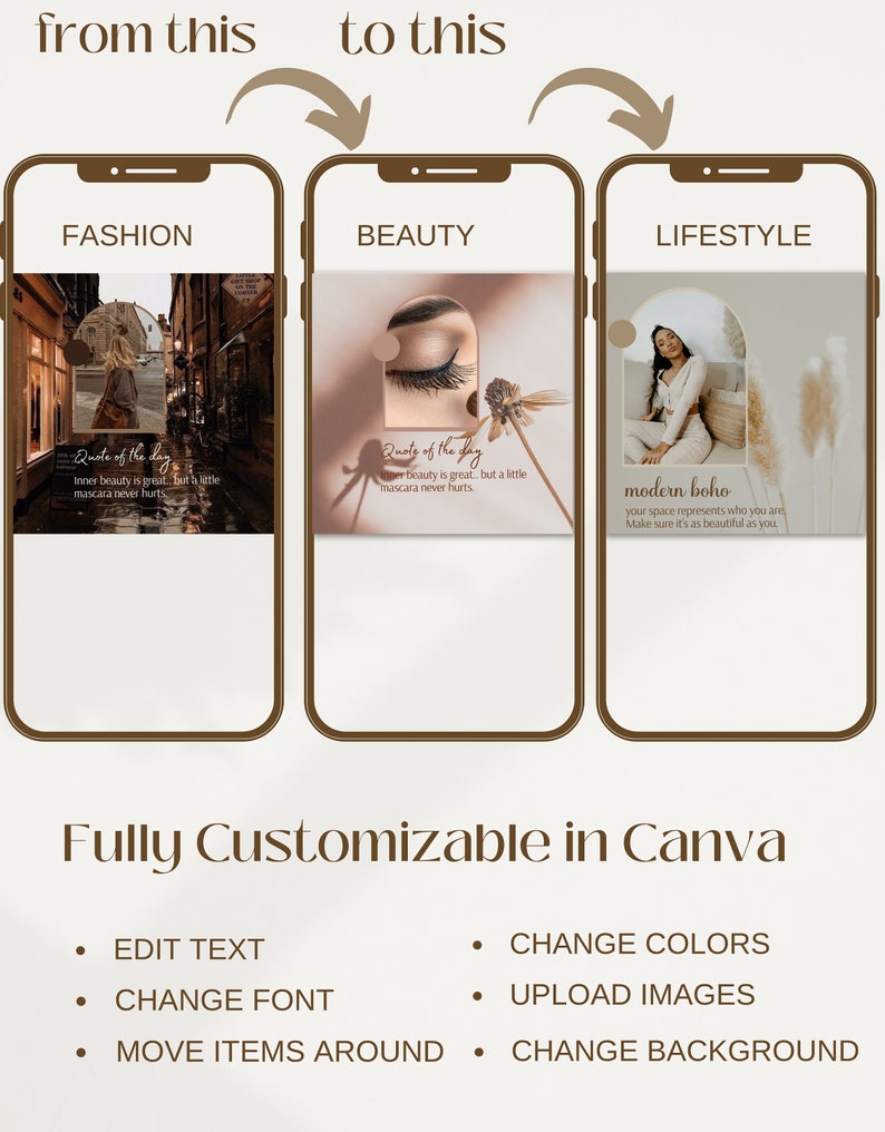 80 Instagram Post Templates Cocoa Brown Instagram Post Etsy