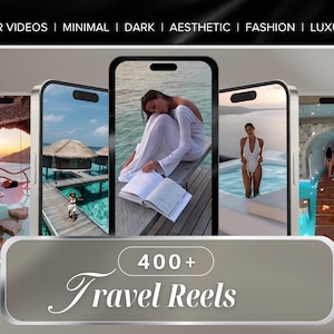 400 Faceless Travel Videos | Instagram Reels Aesthetic Digital Marketing Videos With Master Resell Rights | PLR MRR Canva