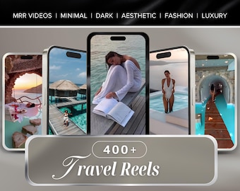 400 Faceless Travel Videos | Instagram Reels Aesthetic Digital Marketing Videos With Master Resell Rights | PLR MRR Canva