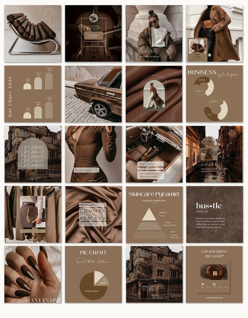 80 Instagram Post Templates Cocoa Brown Instagram Post Etsy