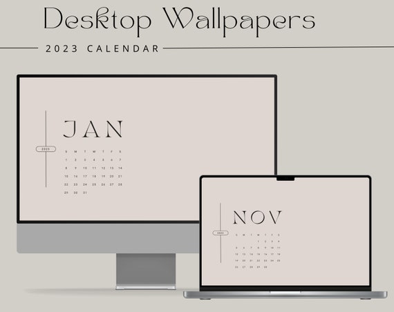 2023 Monthly Desktop Calendar Wallpaper Minimal Neutral Calendar  downloadable Wall Calendar and Organiser Instant Download - Etsy