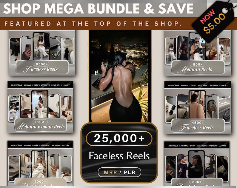 800+ gezichtsloze melanine-esthetische haspels | MRR PLR Canva-video's afbeelding 2