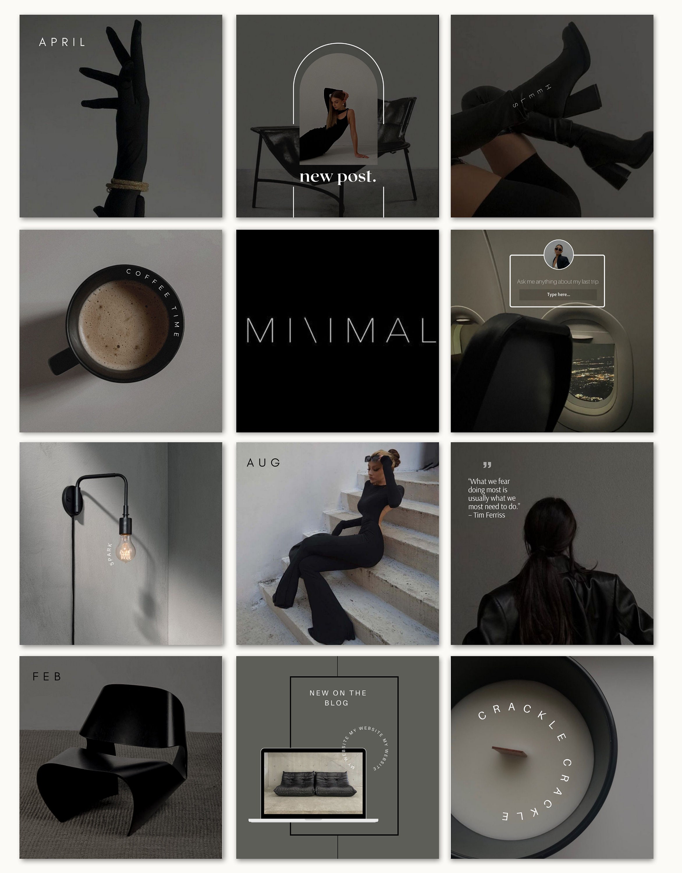 200 Best Seller Black Instagram Post Templates | Dark Aesthetic ...