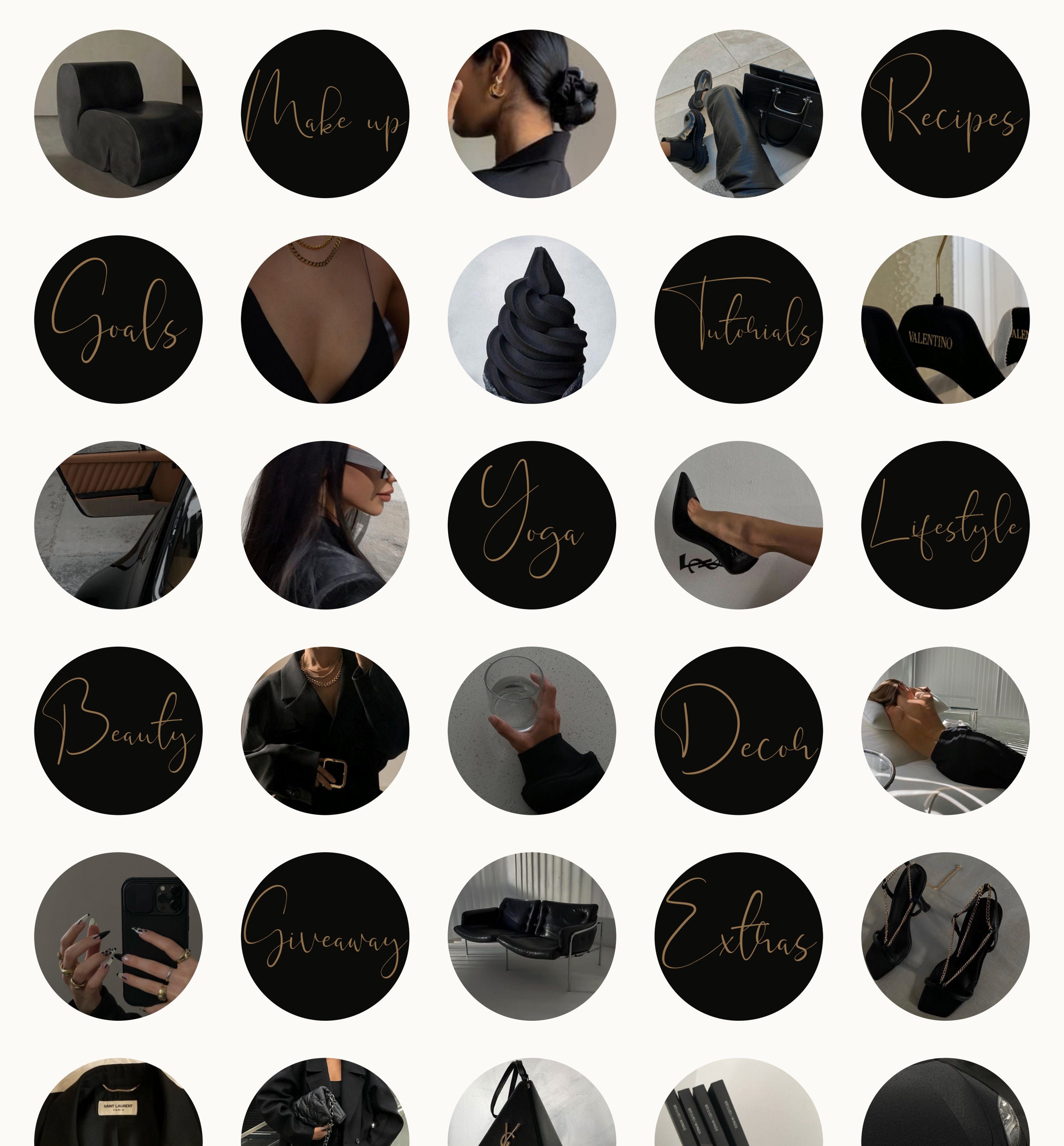 80 Classy Instagram Highlight Covers Black and Gold Freebies, Blush  Bossing