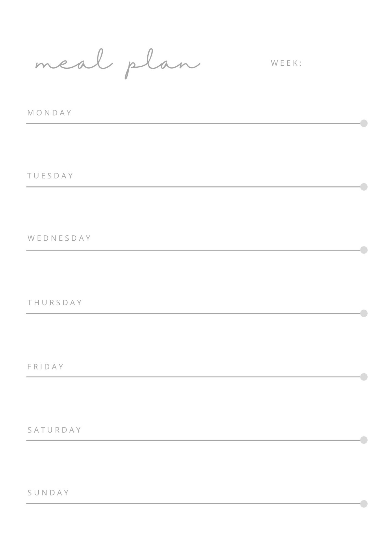 Minimalist Meal Plan| Printable Weekly Meal Planner | Instant Download ...