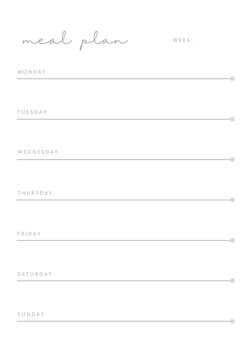Minimalist Meal Plan| Printable Weekly Meal Planner | Instant Download ...