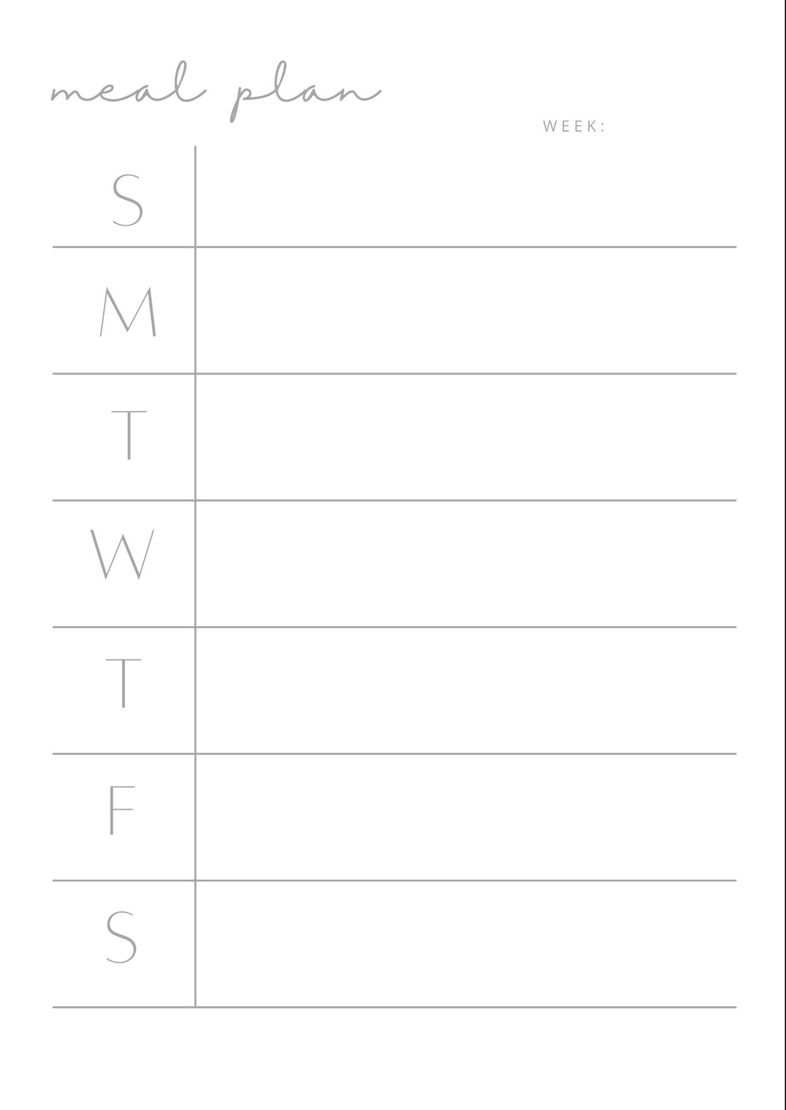 Minimalist Meal Plan Printable Weekly Meal Planner Instant - Etsy