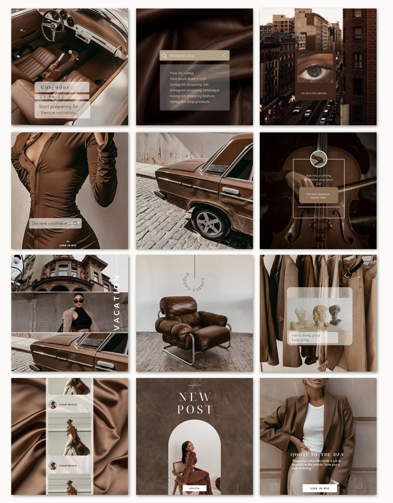 80 Instagram Post Templates Cocoa Brown Instagram Post Etsy