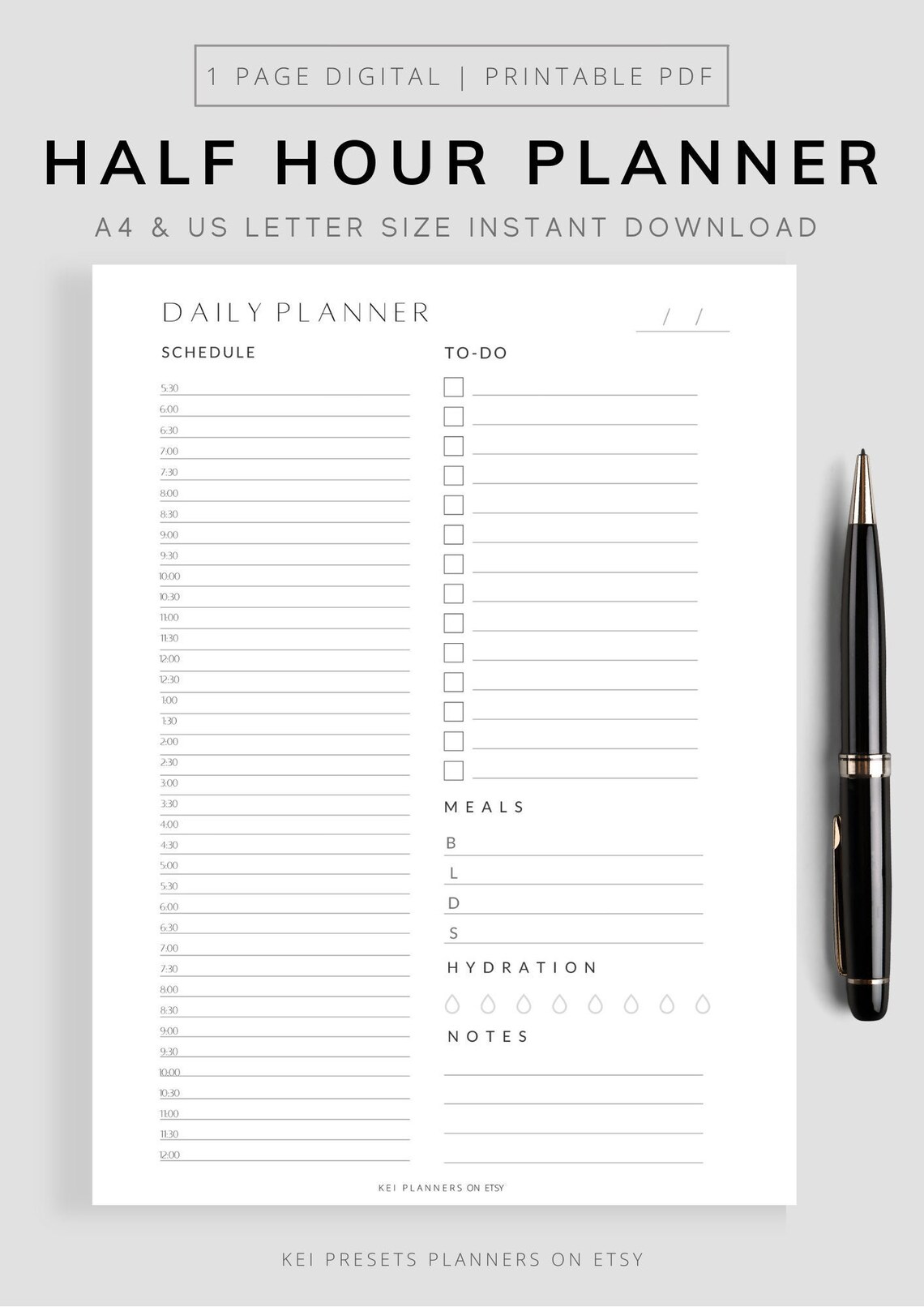 Printable daily planner daily planner work planner etsy