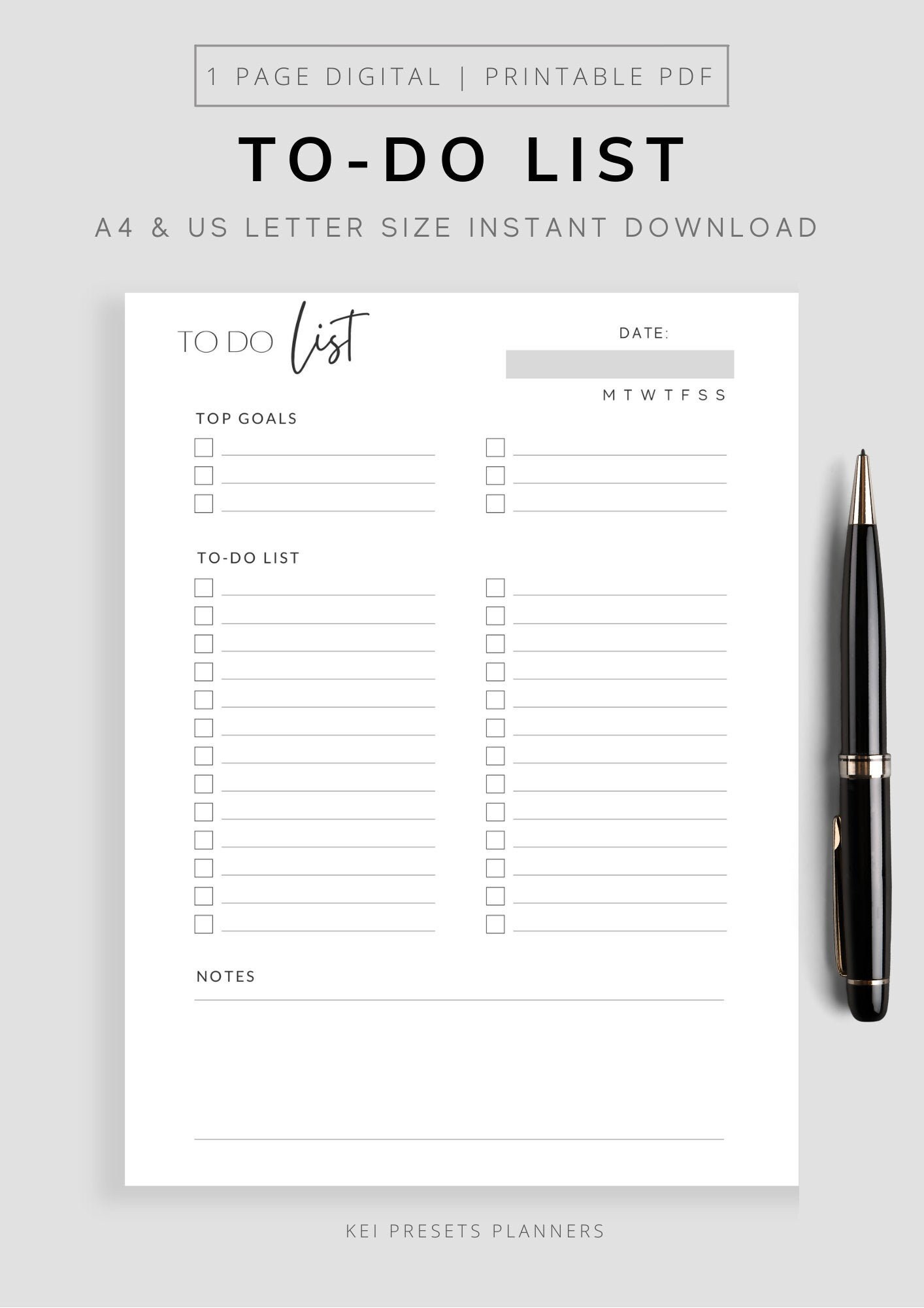 Todo List Printable Planner Todo List Printable Template Etsy