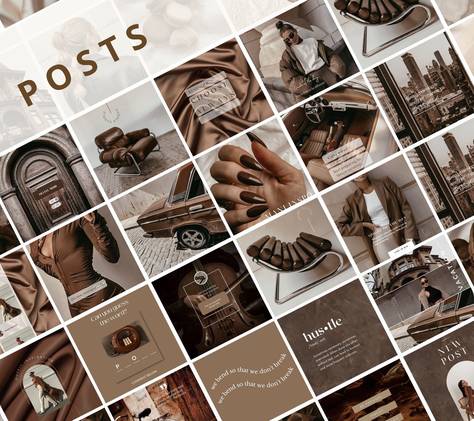 80 Instagram Post Templates Cocoa Brown Instagram Post Etsy