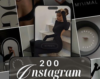 200 Best Seller Black Instagram Post Templates | Dark Aesthetic Instagram Story Templates | Dark Feed Presets |Black Instagram Highlights