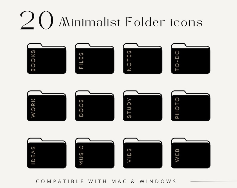 20 Minimalist Folder Icons Desktop Folder Covers for Mac and - Etsy