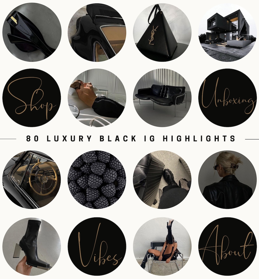 80 Classy Instagram Highlight Covers Black and Gold Freebies, Blush  Bossing