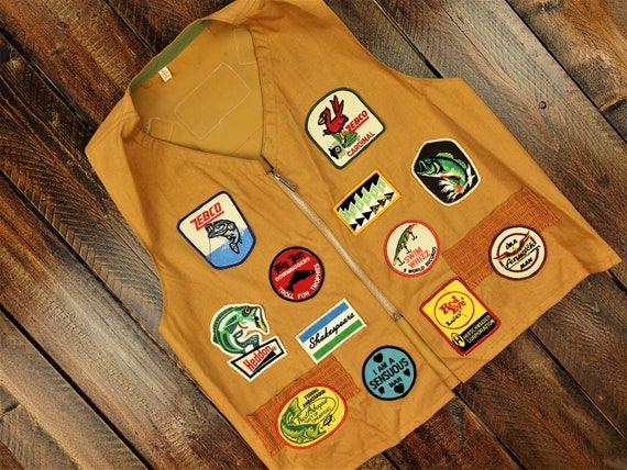 Vintage Fishing Patchwork Vest Size Large