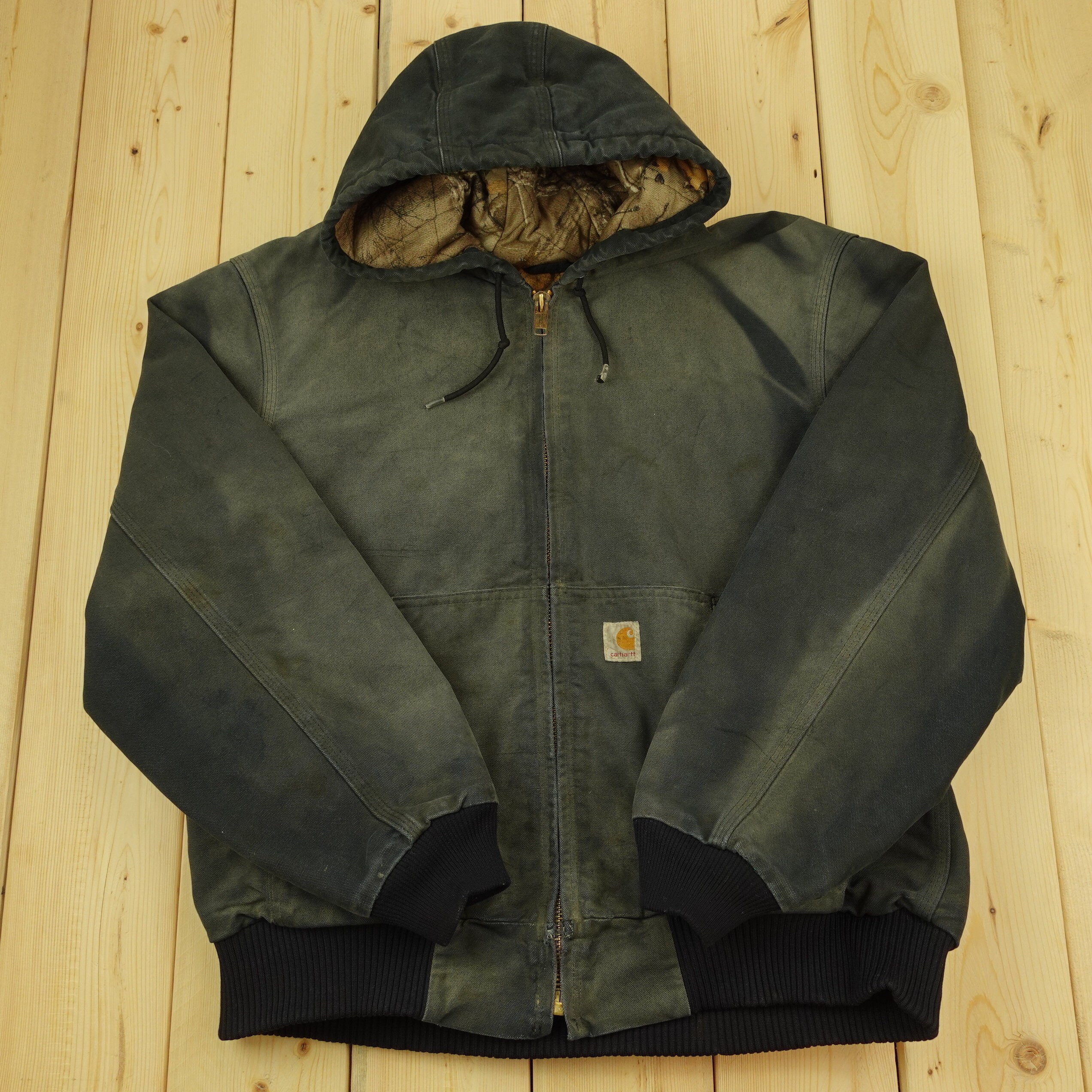 Vintage Distressed Carhartt Camo Lined Jacket Size Large C11 | Etsy