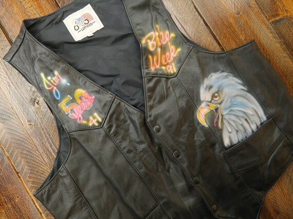 91/' Harley Davidson Bike Week Fureal Ltd Leather Vest Size 50 G5