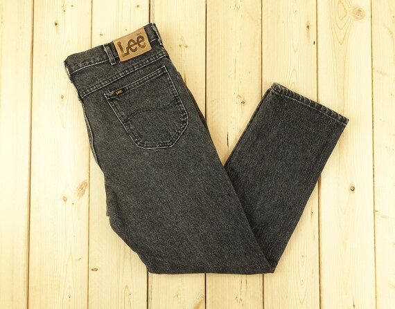 Lee Riders Vintage Light Wash Black Denim Pants Si