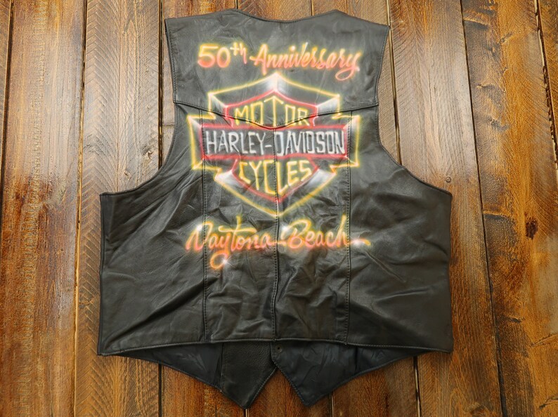91/' Harley Davidson Bike Week Fureal Ltd Leather Vest Size 50 G5