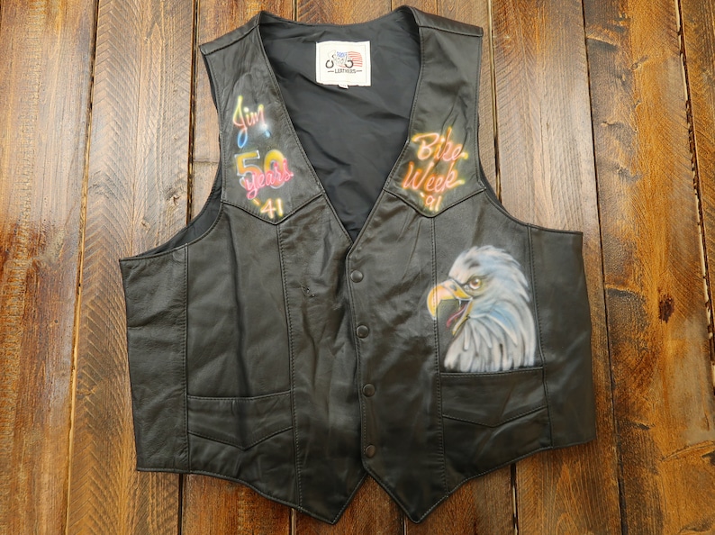 91/' Harley Davidson Bike Week Fureal Ltd Leather Vest Size 50 G5