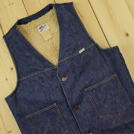 Wrangler 70s Sherpa Lined Denim Vest Size Medium D