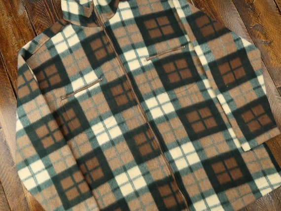 Details Sportswear Vintage Plaid Zip-Up Fleece Siz