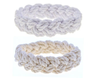 2 Sailor Knot Bracelets, Nautical Knot Rope Bracelets, Natural and White Sailor Bracelets for Men and Women