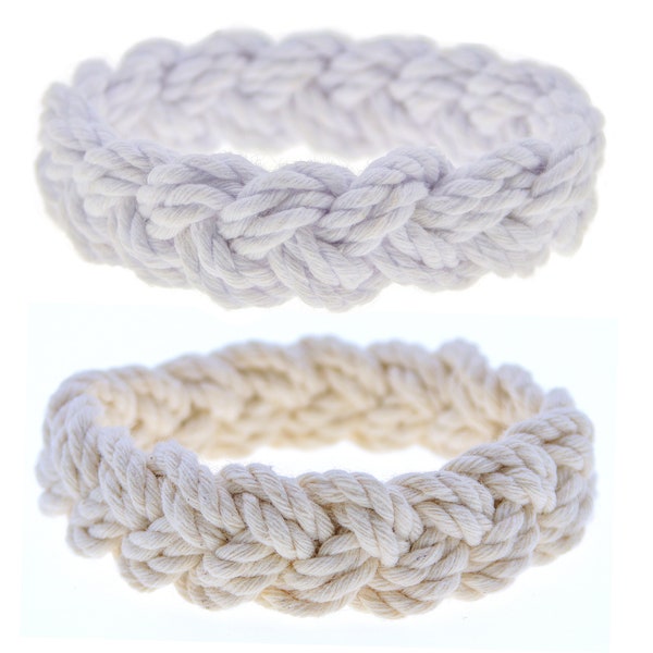 2 Sailor Knot Bracelets, Nautical Knot Rope Bracelets, Natural and White Sailor Bracelets for Men and Women