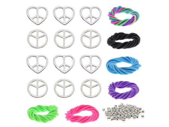 Peace Sign Charm Bracelet Making Kit for Girls With 12 Peace Sign
