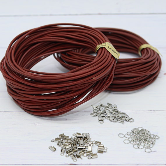 Fun-Weevz 10 Meters Genuine Leather Cord for Jewelry Making, 1.8mm Bracelet  Necklace String
