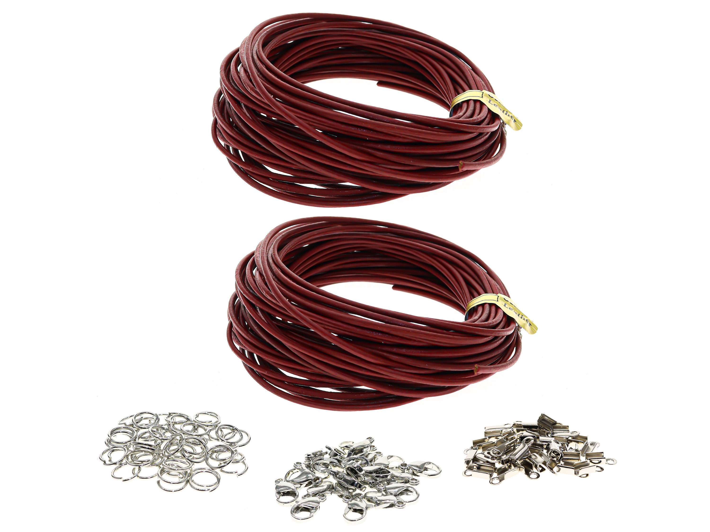 10 Meters of 2mm Genuine Leather Cord in Wine Red for Jewelry